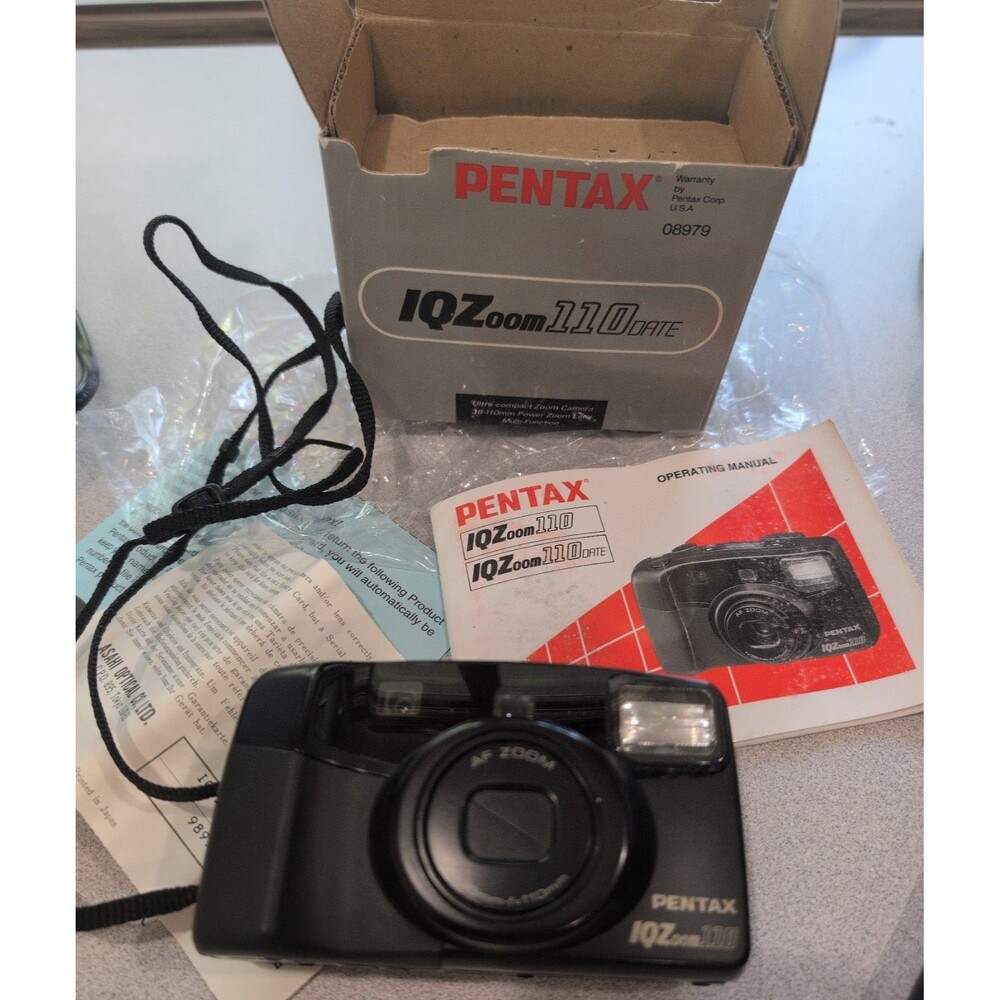 Pentax IQZoom 110 Point and Shoot 35mm Film Camera, Manual, Box Complete - Works